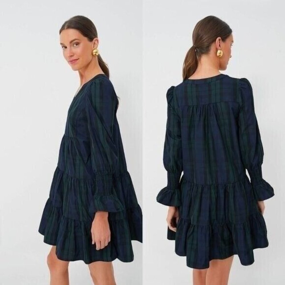 Pomander Place NEW Blackwatch Kenzo Academia Plaid Mini Dress Green Size XXL - Picture 2 of 12